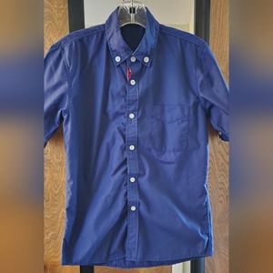 Be Top Navy Short Sleeve Button Shirt